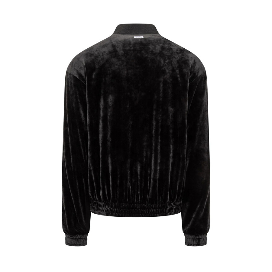GCDS Logo-Embroidered Velvet Zip-Up Sweatshirt - 2