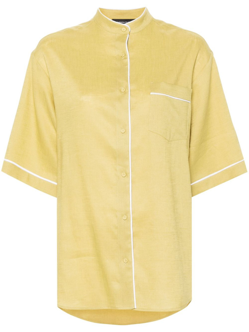 contrast-trim linen shirt 1