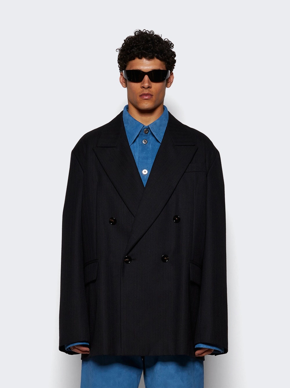 Double Breasted Jacket Black An Dark Blue - 3