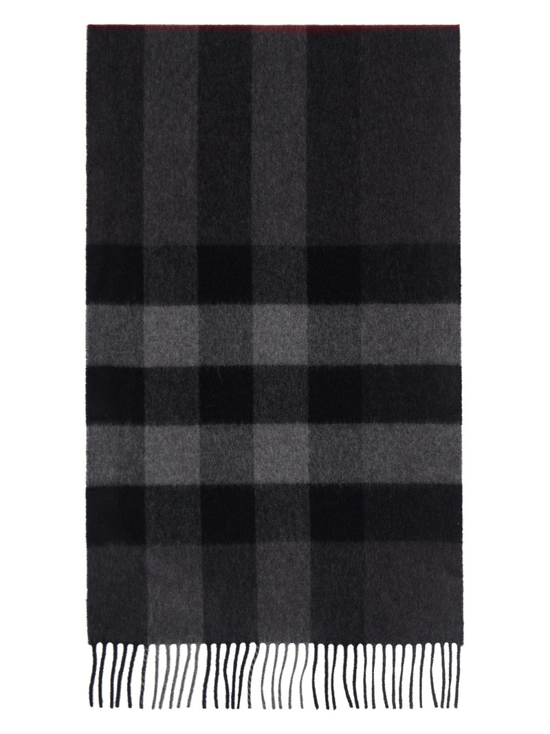 Gray Check Cashmere Scarf - 1