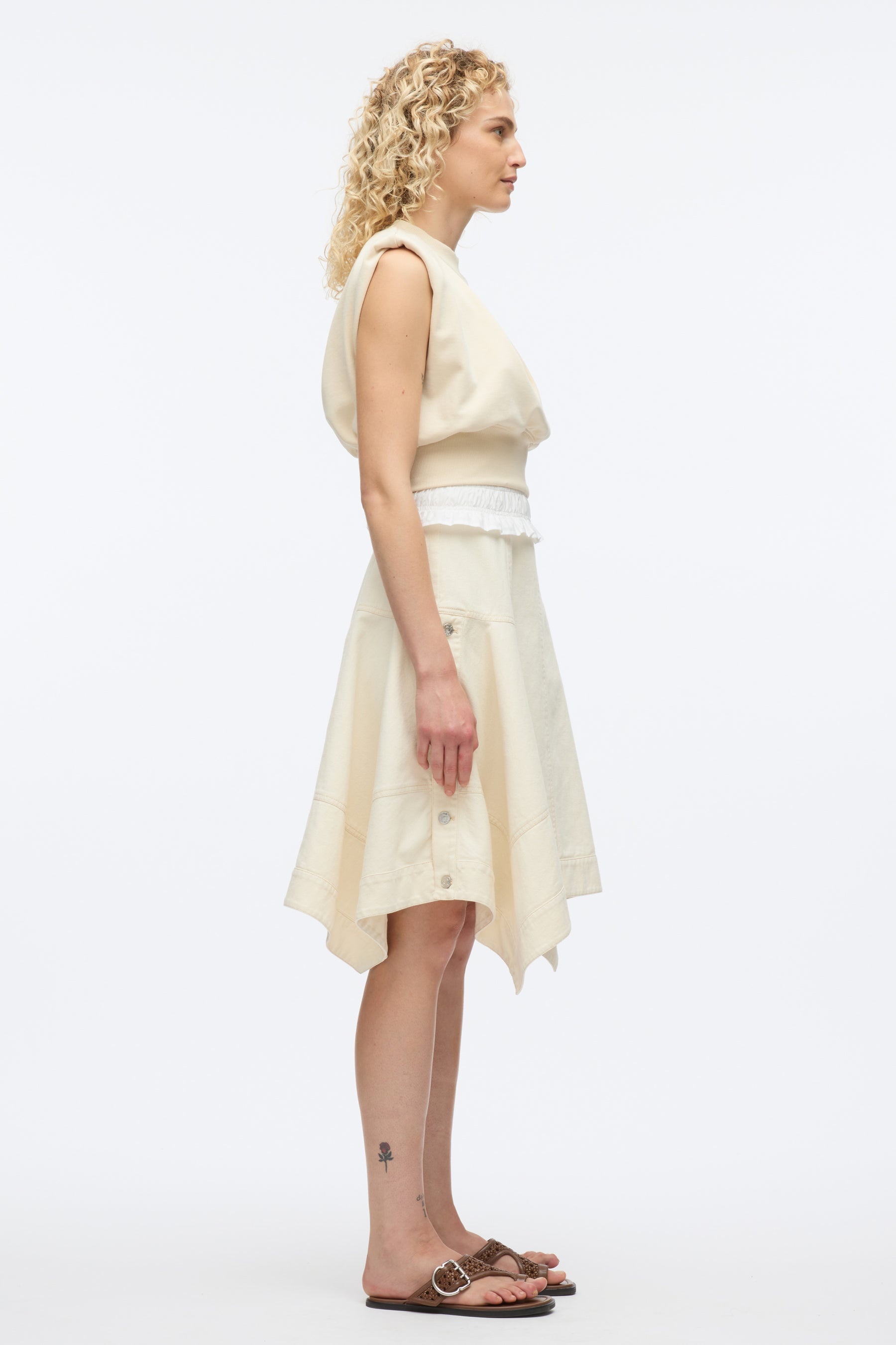French Terry Dress with Denim Combo - 3