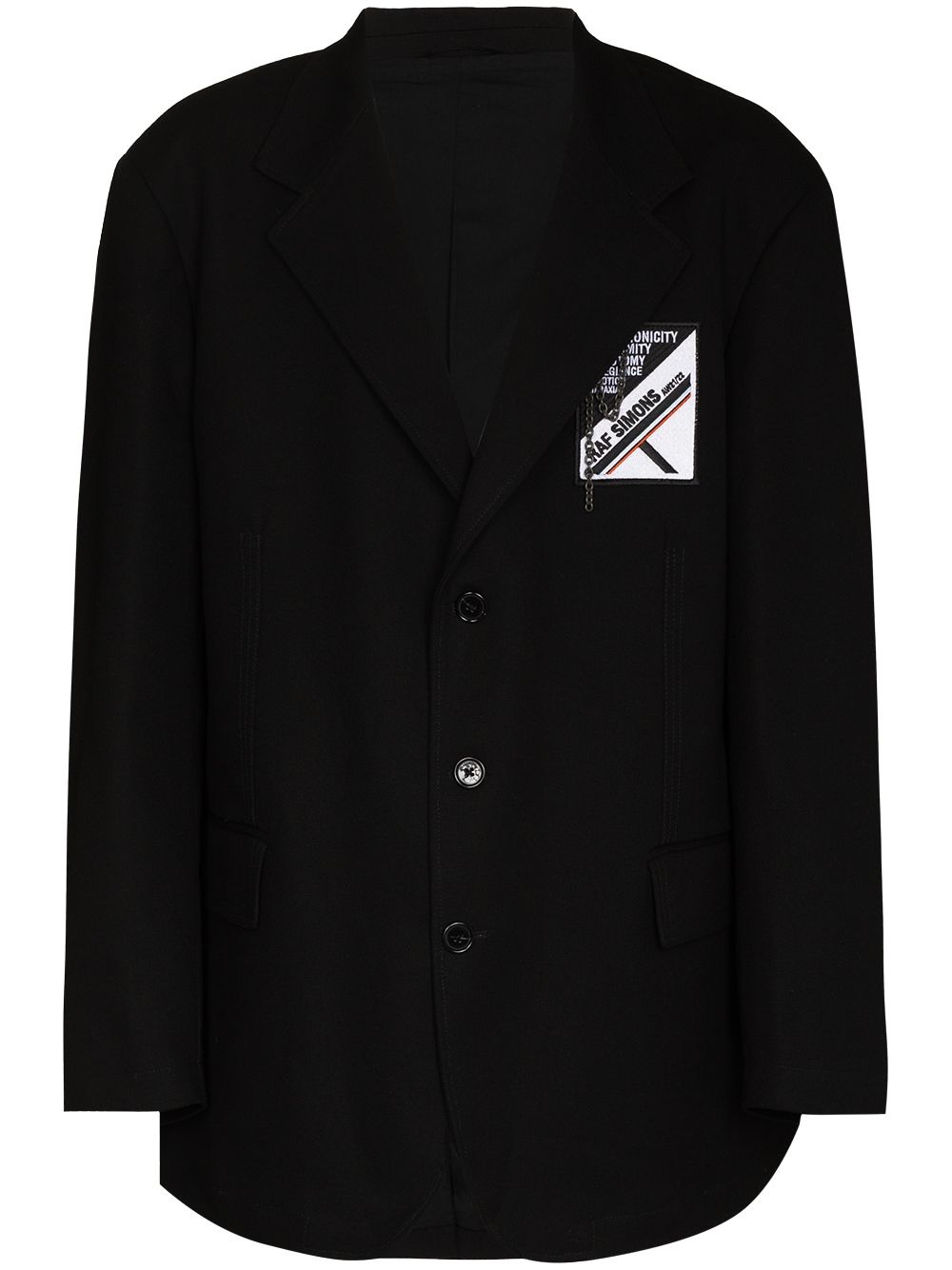 logo-patch single-breasted blazer - 1