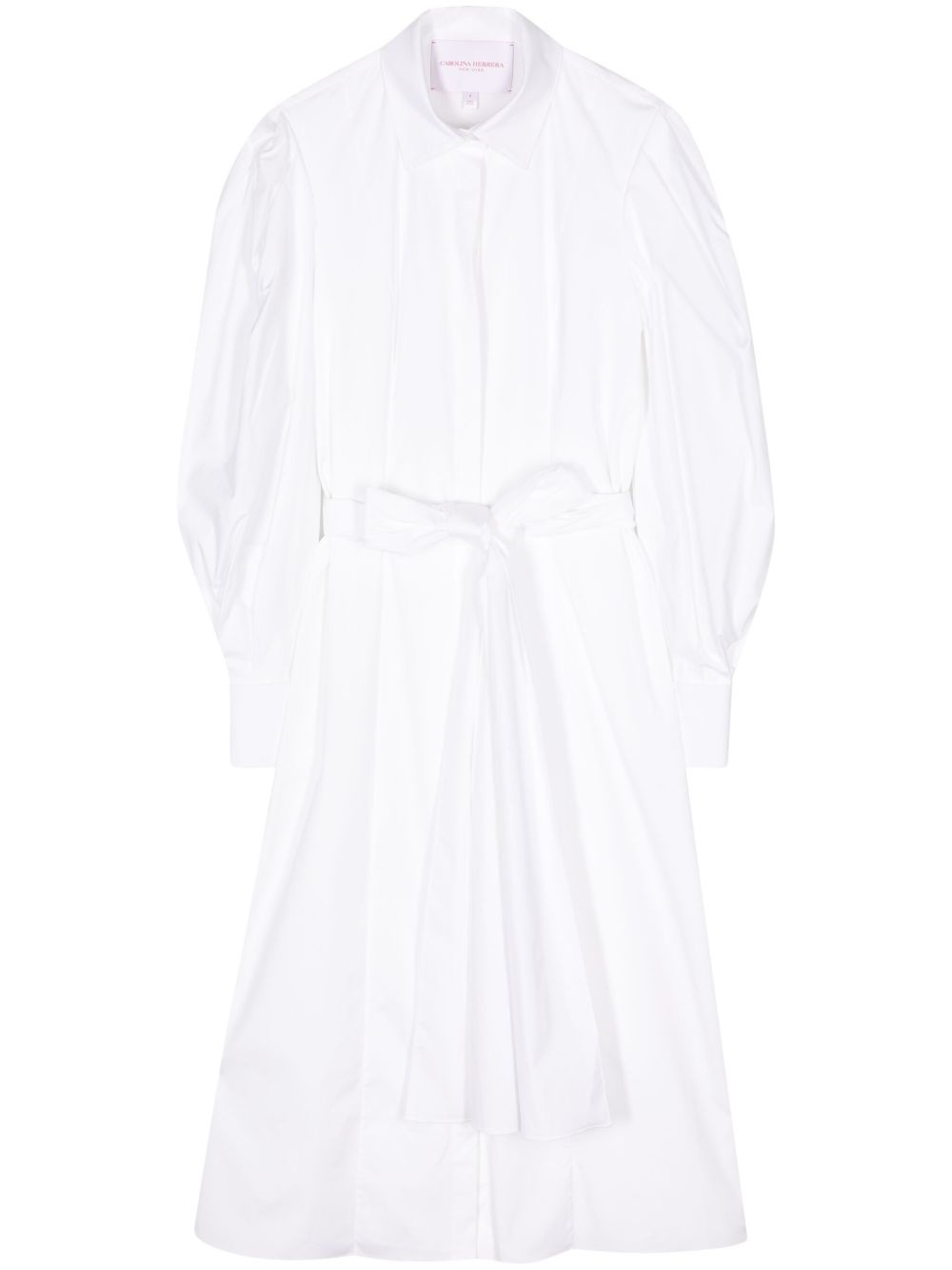 tied-waist cotton shirtdress - 1