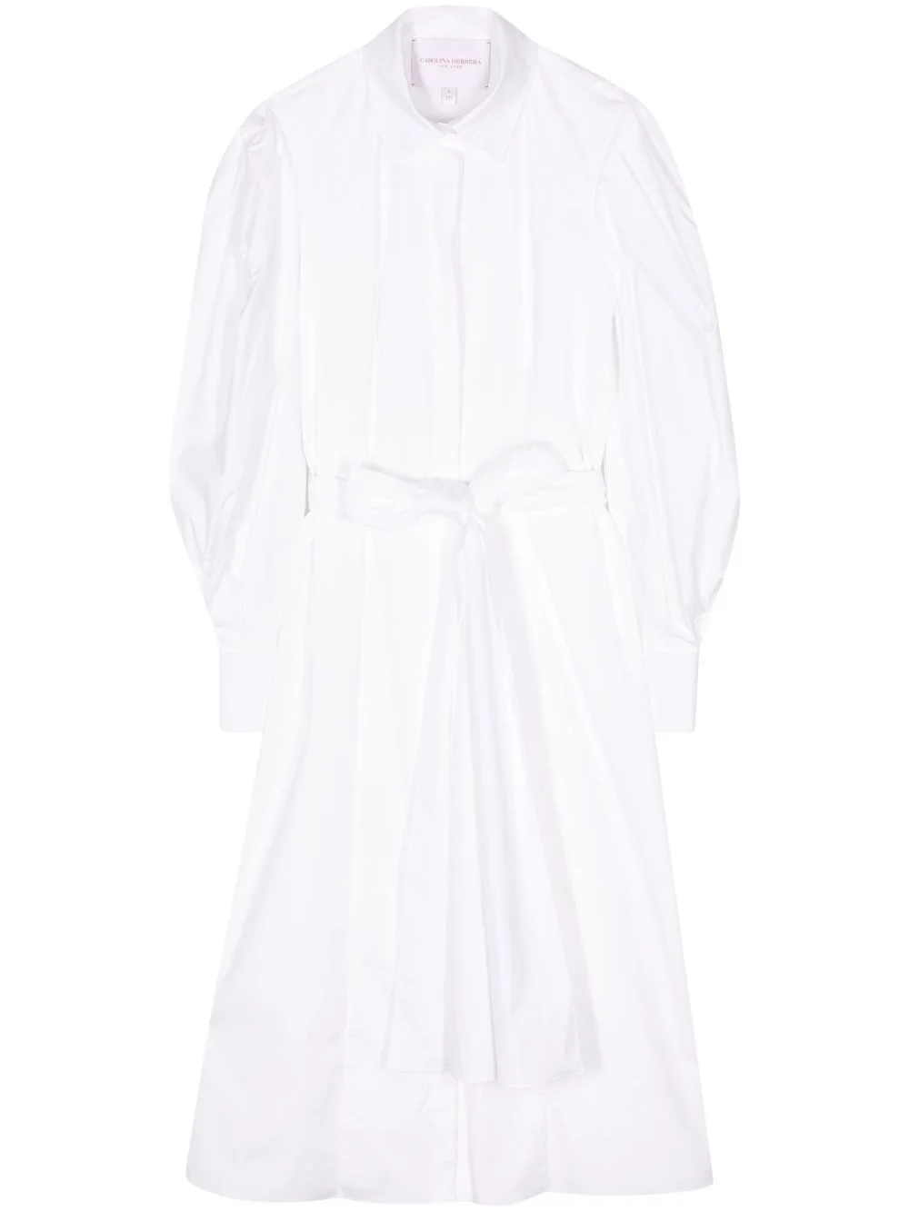 tied-waist cotton shirtdress - 1