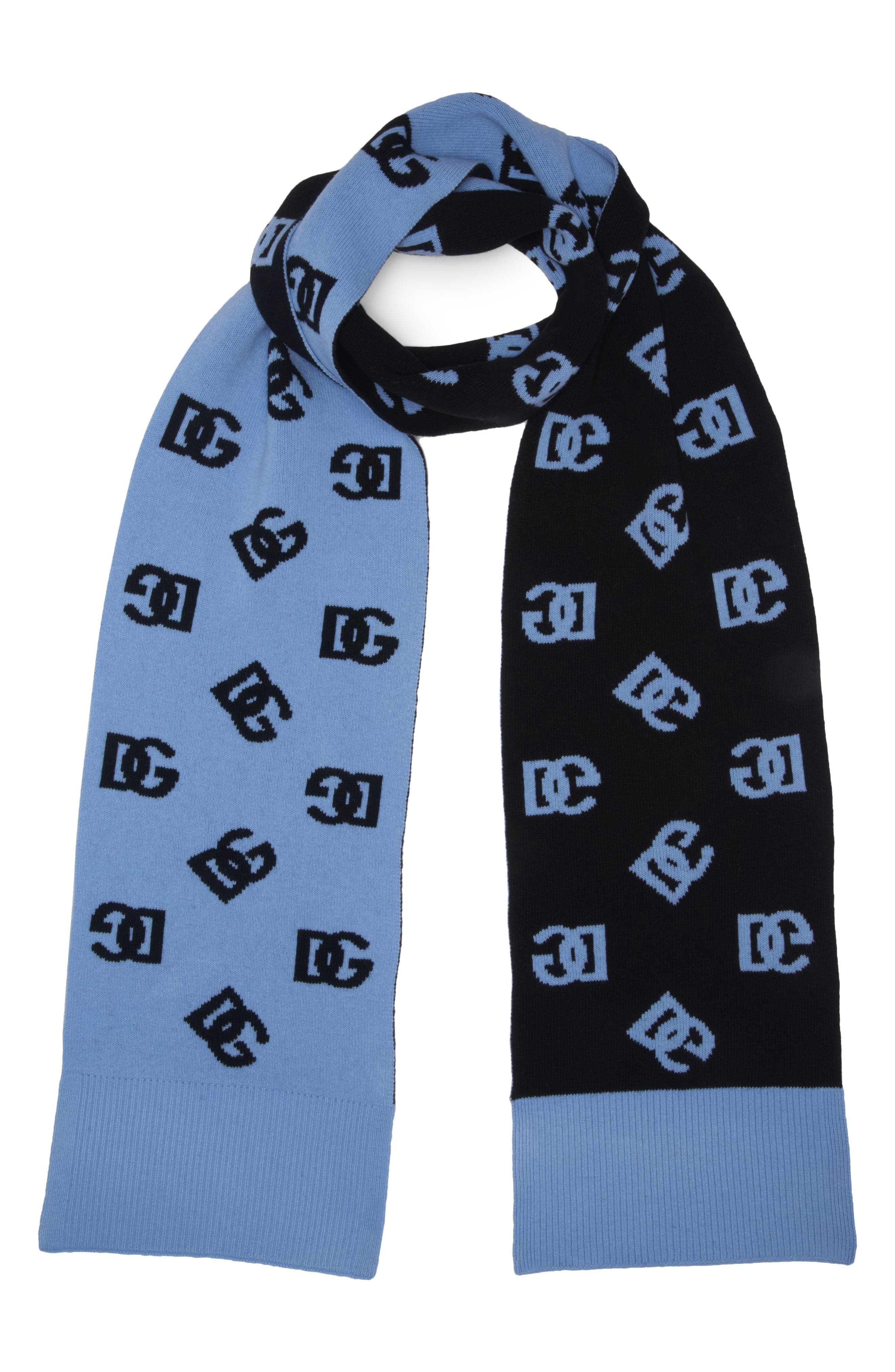Dolce&Gabbana DG Logo Colorblock Wool Scarf in B0143 Very Light Blue at Nordstrom - 2