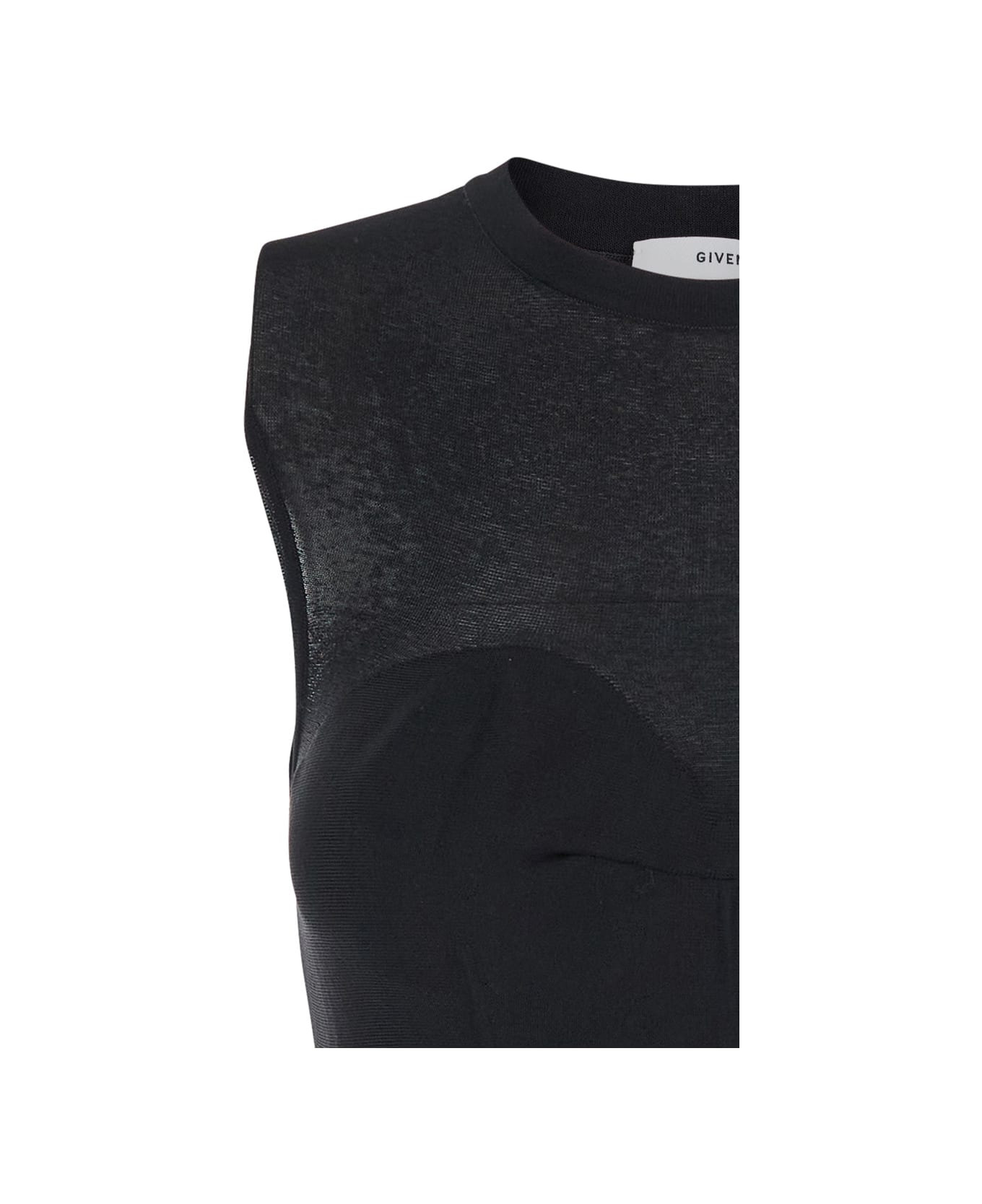 Black Crew Neck Dress With Flared Skirt In Fabric Woman - 3
