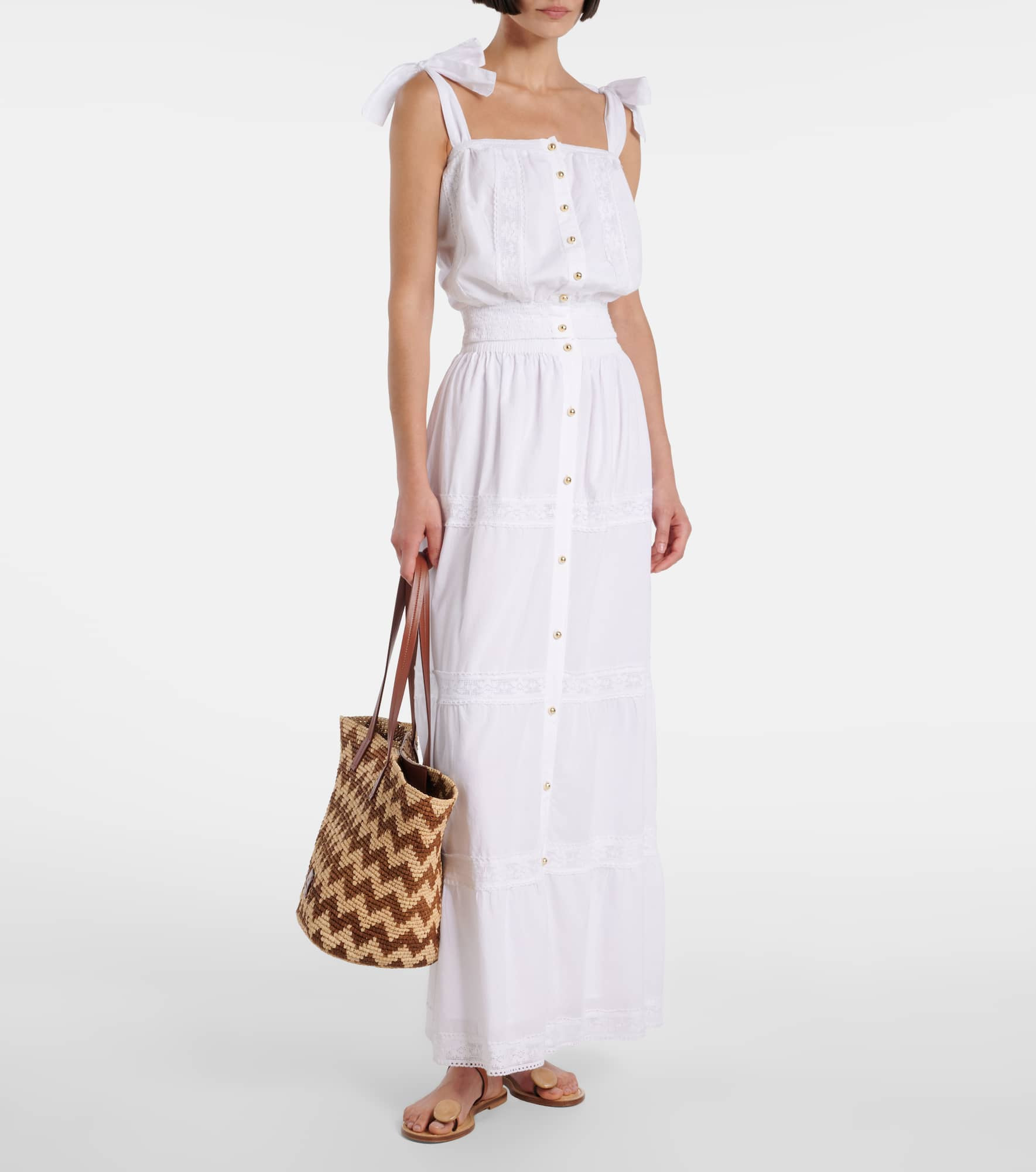 Cate lace-trimmed cotton maxi skirt - 2