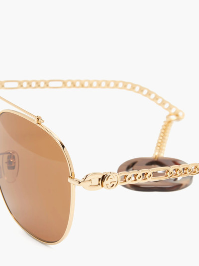 GUCCI Logo-charm aviator metal sunglasses outlook