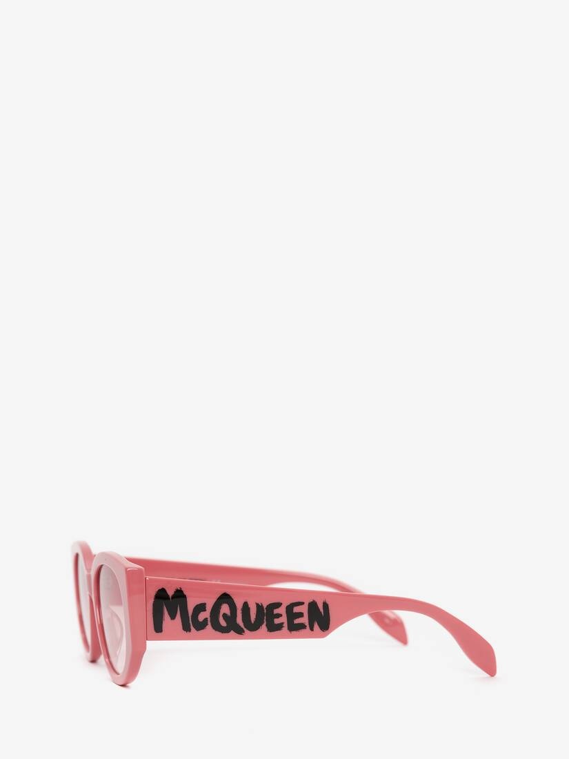 Mcqueen Graffiti Oval Sunglasses in Pink - 2