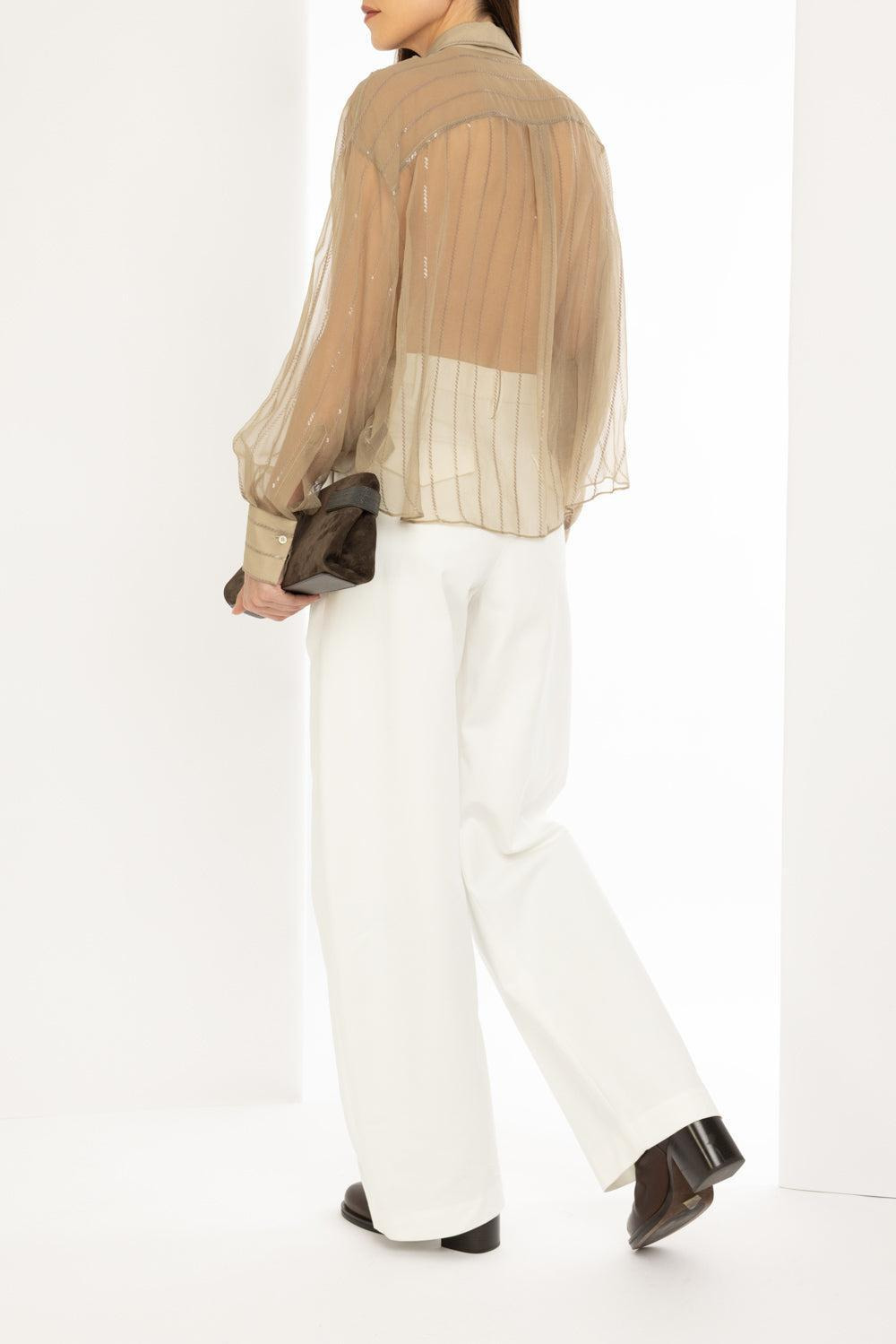 Crispy Vertical Paillette Blouse - 5