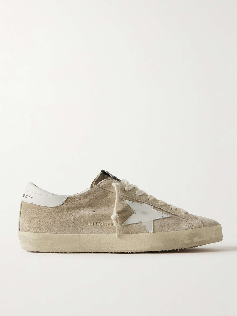 Super-Star Distressed Leather-Trimmed Suede Sneakers - 1