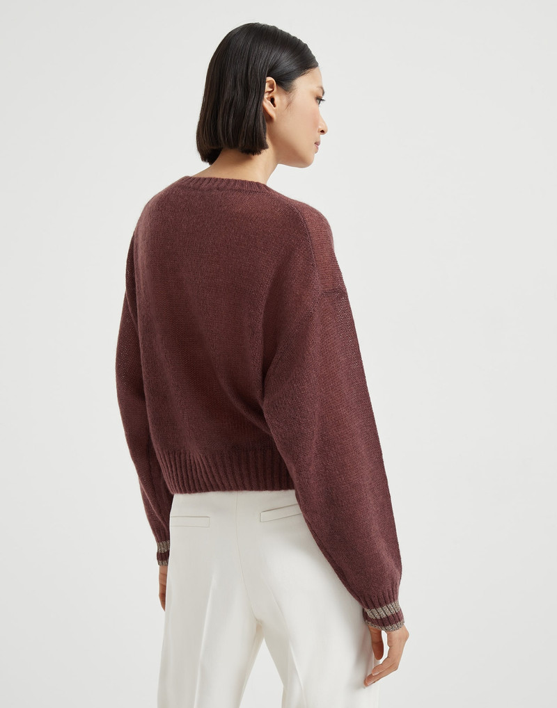 Brunello Cucinelli Mohair and wool sweater with sparkling striped cuffs outlook