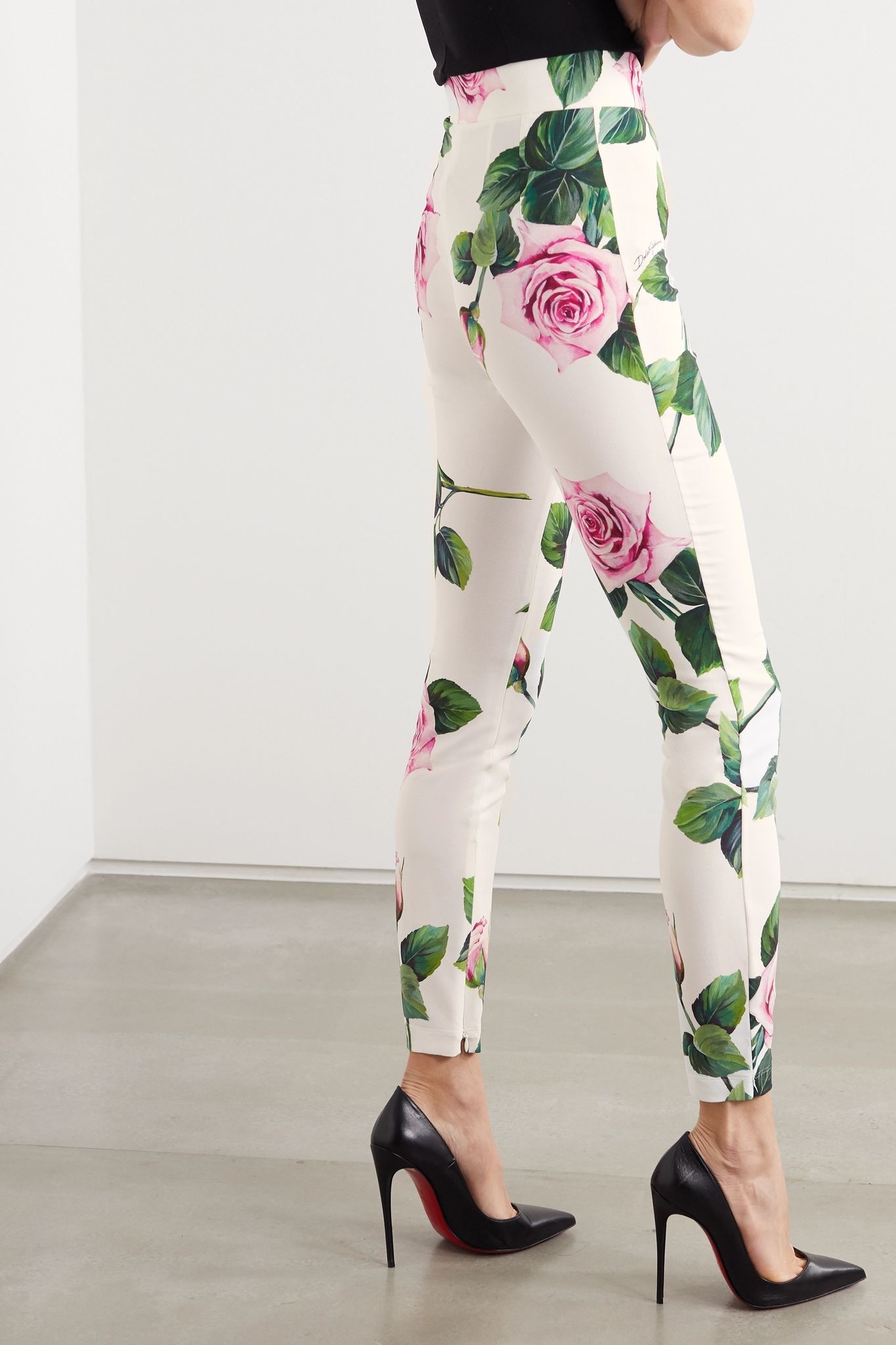 Floral-print cady skinny pants - 4