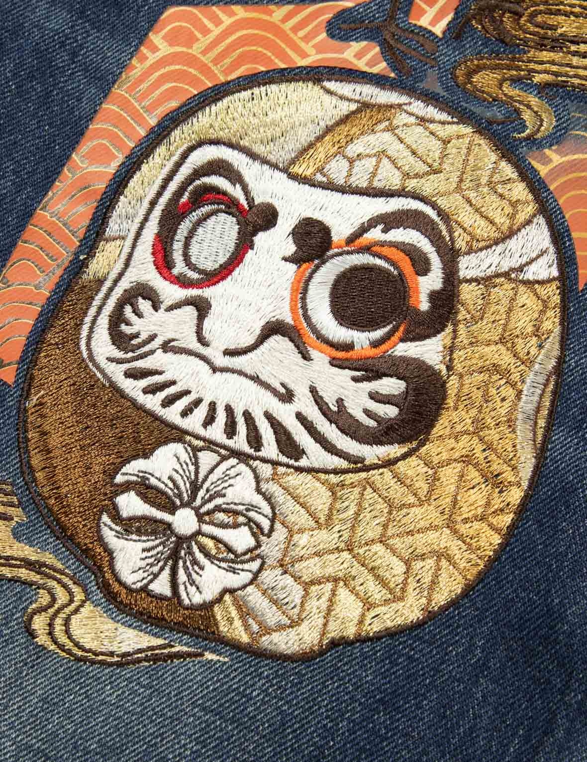 HANAFUDA DARUMA DAICOCK EMBROIDERY CARROT FIT DENIM JEANS #2017 - 8