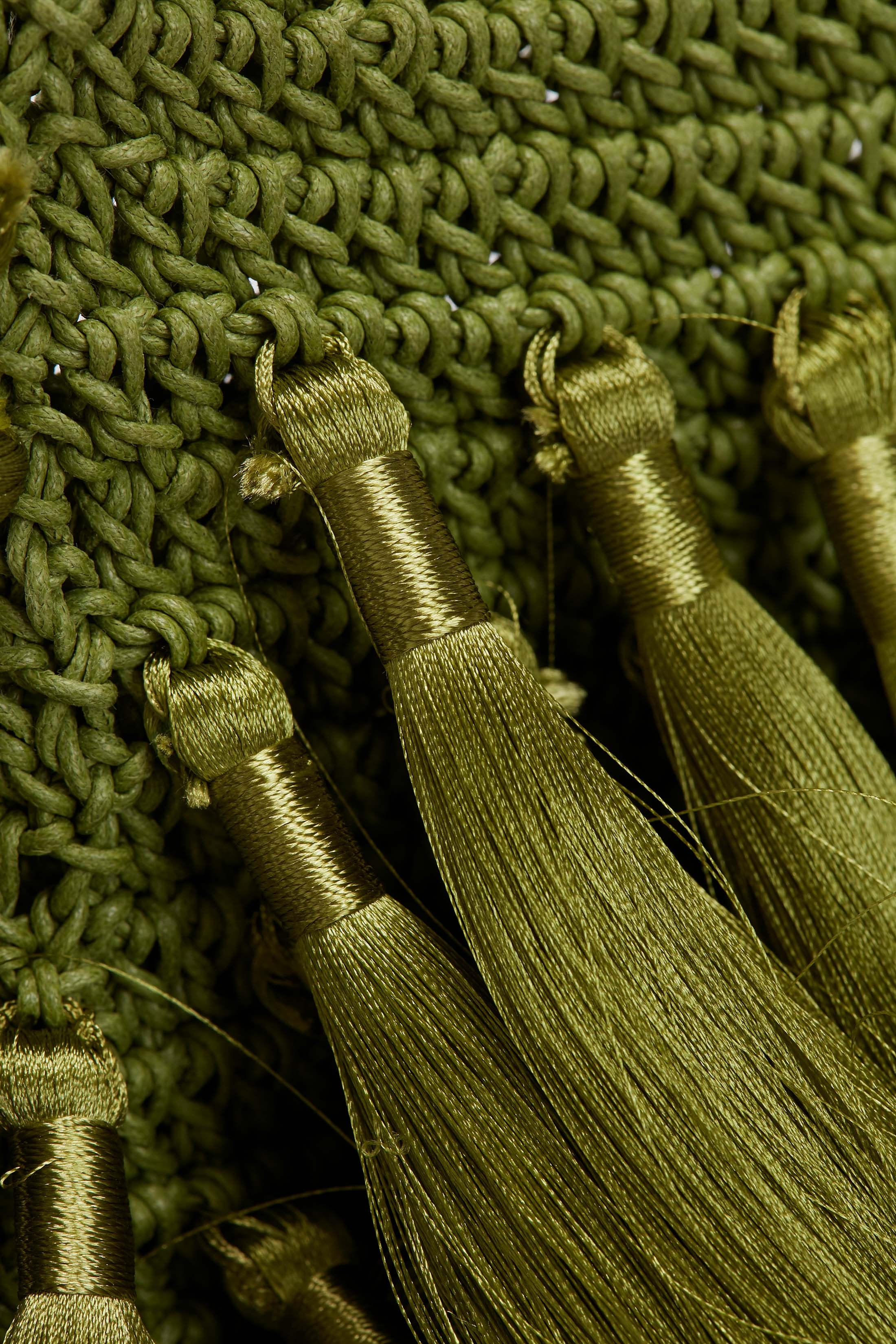 Mini Tassel Pouch in Olive Green - 11