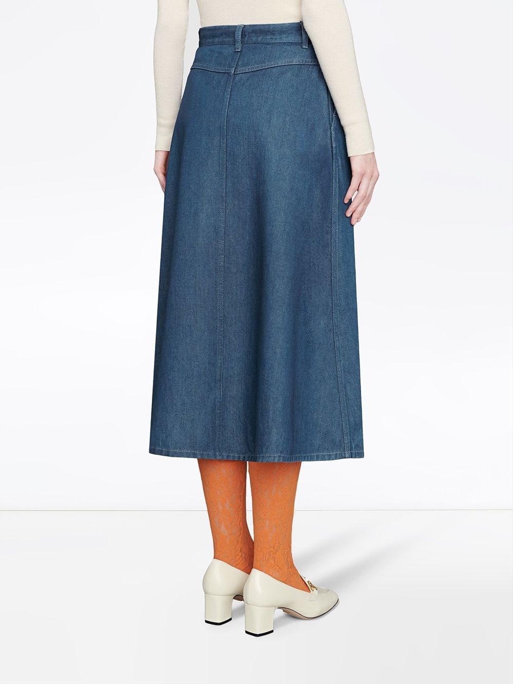 Interlocking G Web denim midi-skirt - 4