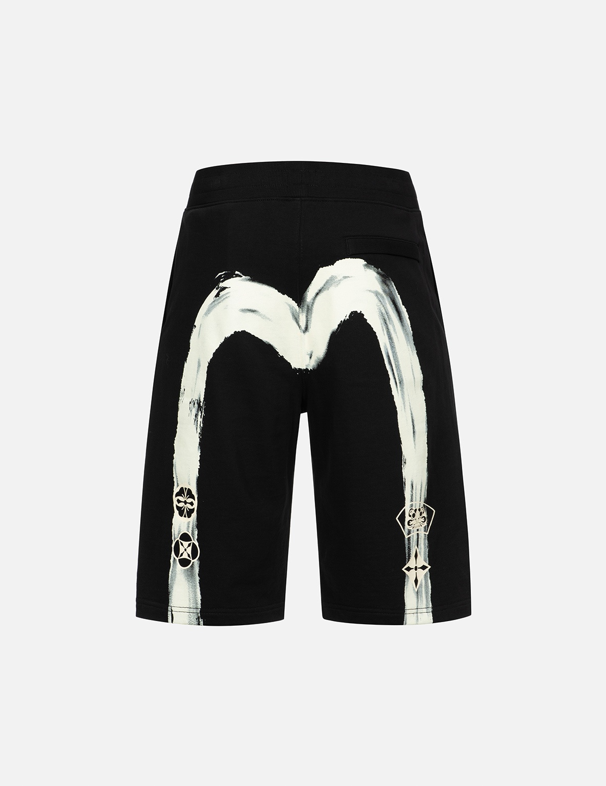 CALLIGRAPHY BRUSH DAICOCK PRINT REGULAR FIT SWEAT SHORTS - 2