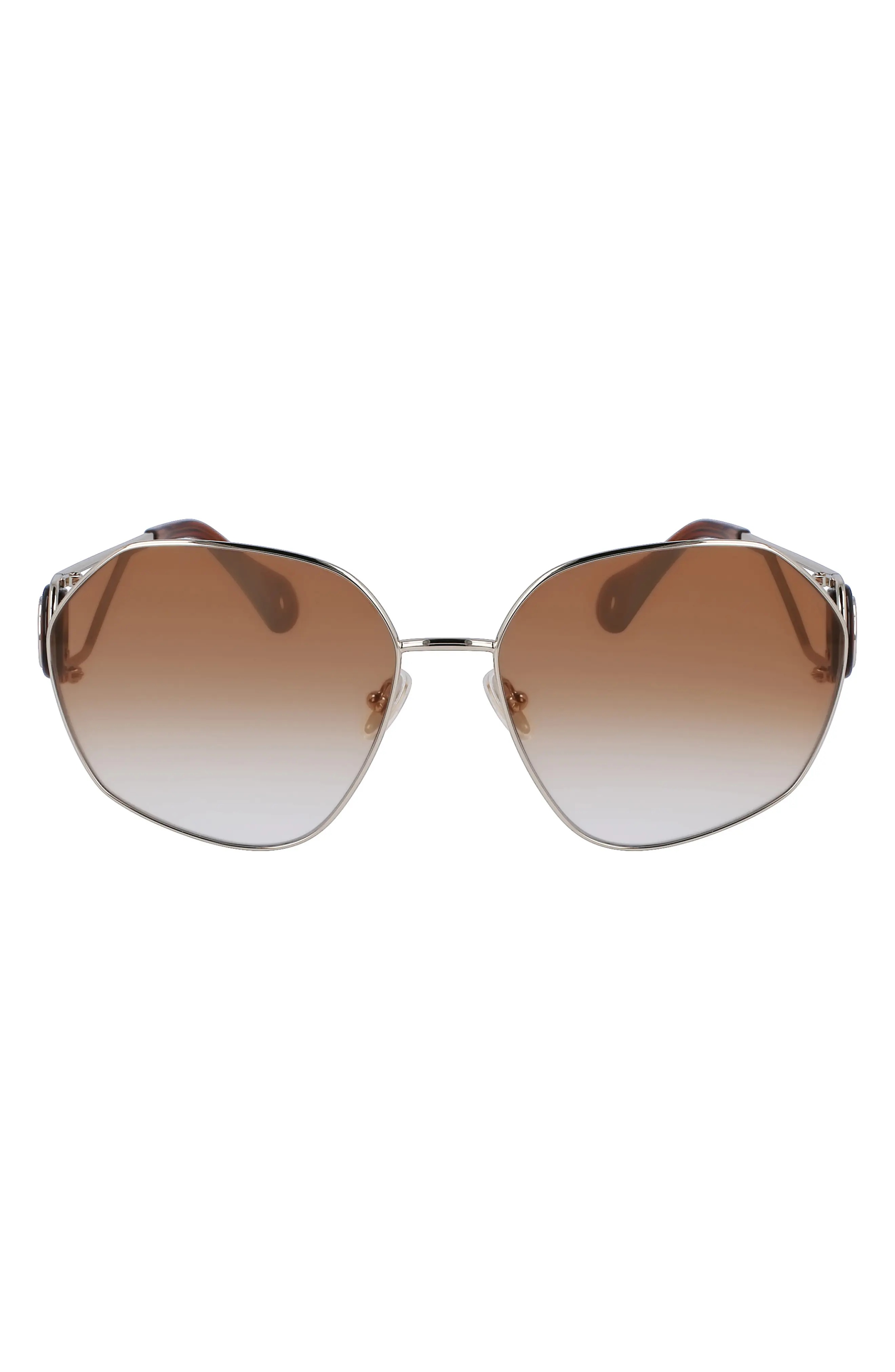 Mother & Child 62mm Oversize Rectangular Sunglasses in Gold/Gradient Caramel - 1