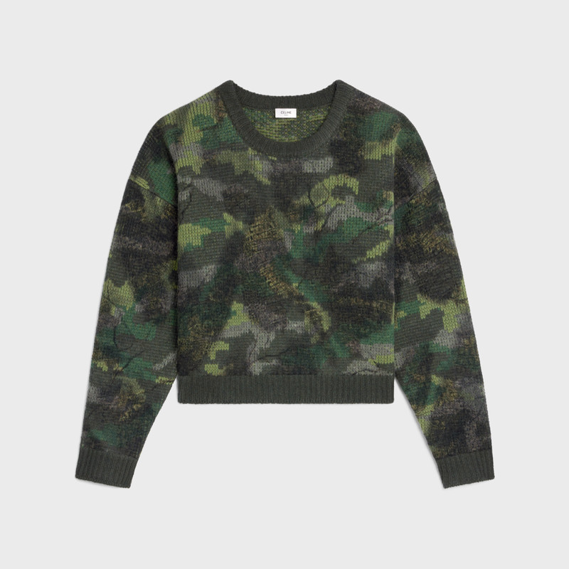 boxy cropped sweater in camouflage wool 1