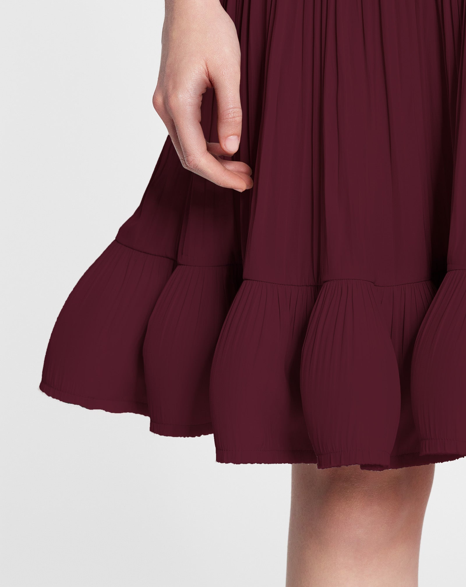 ASYMETRIC 3 LAYER DRESS WITH RUFFLES IN CHARMEUSE - 6