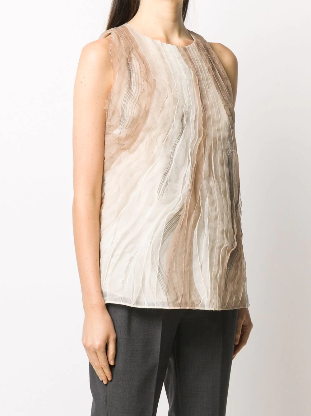 pleated silk top - 3