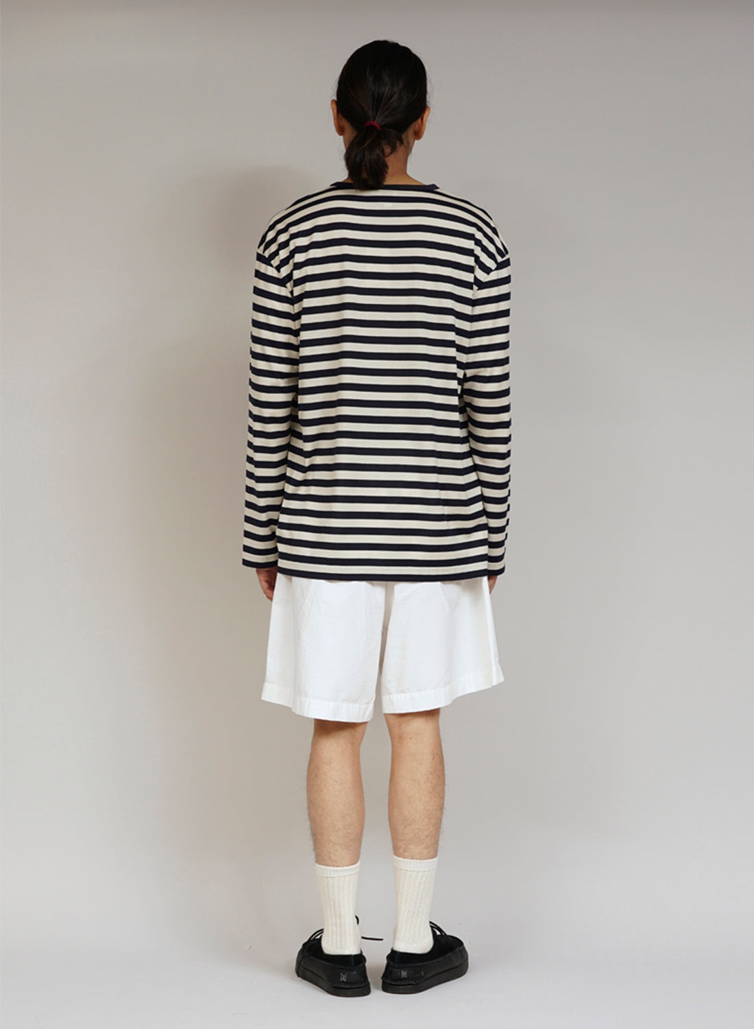 Nigel Cabourn x Sunspel Long Sleeve Pocket T-Shirt in Navy/Stone Stripe - 4