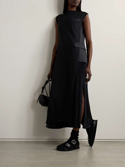 sacai Paneled knitted and woven maxi dress outlook