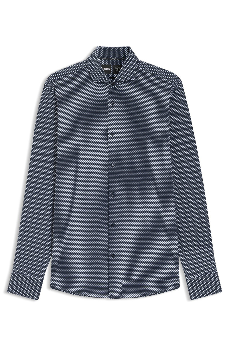 PRINTED SLIM-FIT SHIRT IN ITALIAN-MADE PERFORMANCE-STRETCH JERSEY 1