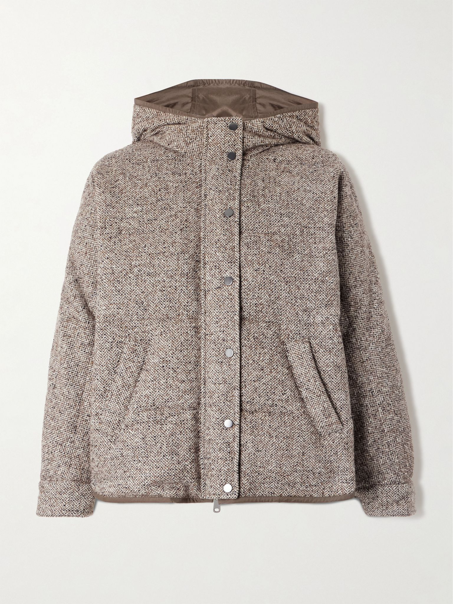 Padded wool-blend bomber jacket Beige - 1