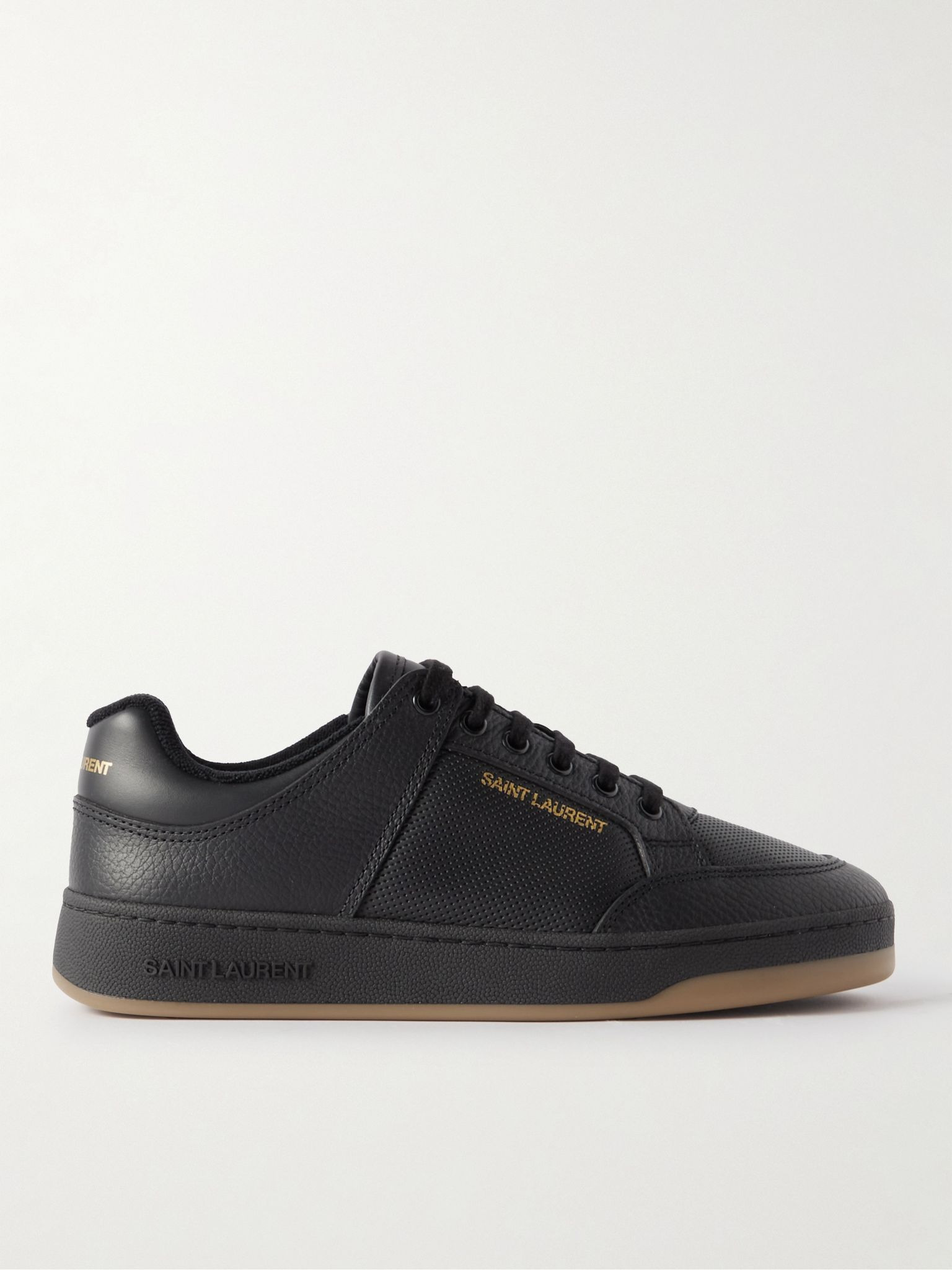 SL/61 Perforated Leather Sneakers Black - 1