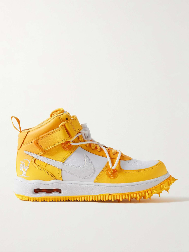 + Off-White Air Force 1 Mid Two-Tone Leather High-Top Sneakers - 1