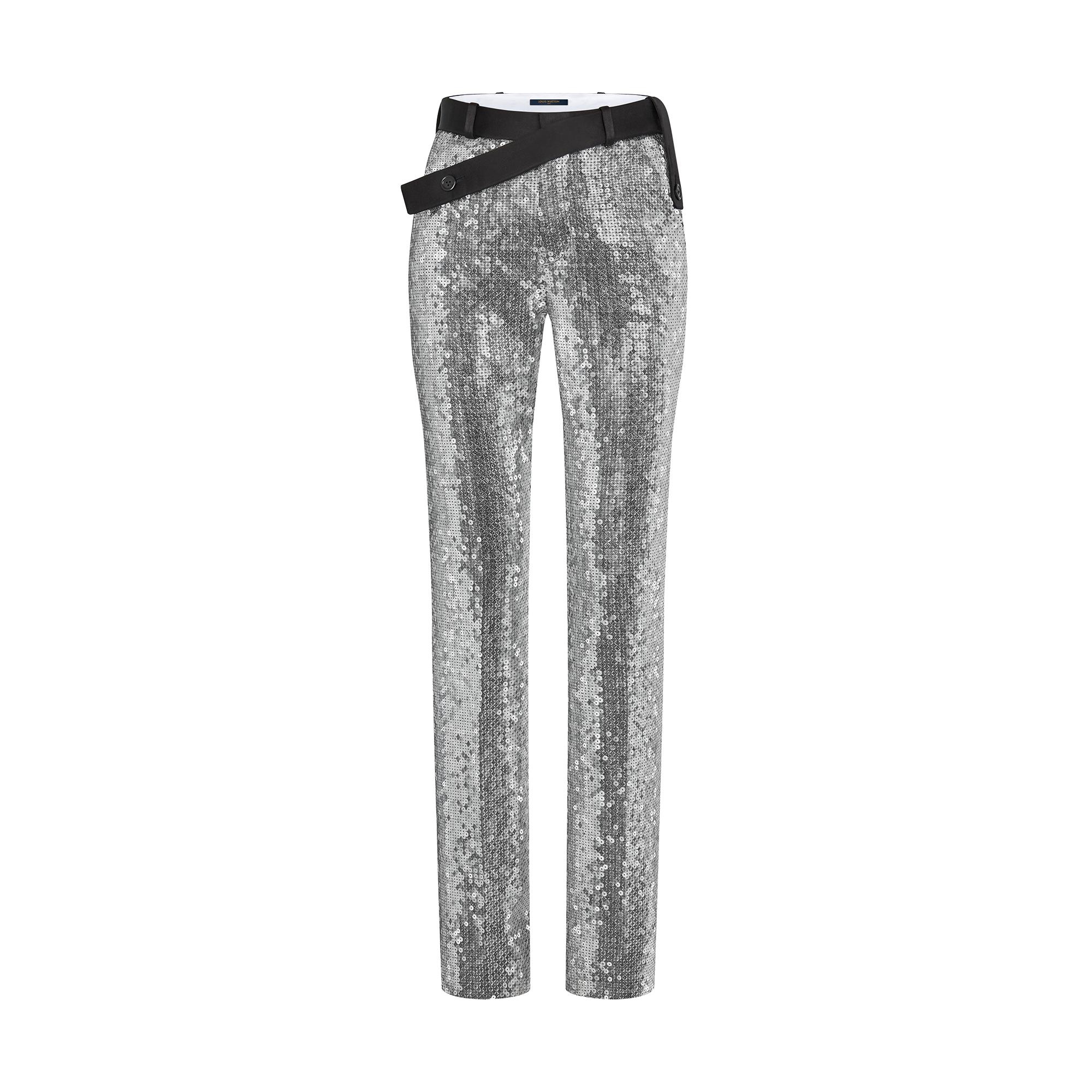 Allover Sequin Straight-Cut Pants - 1