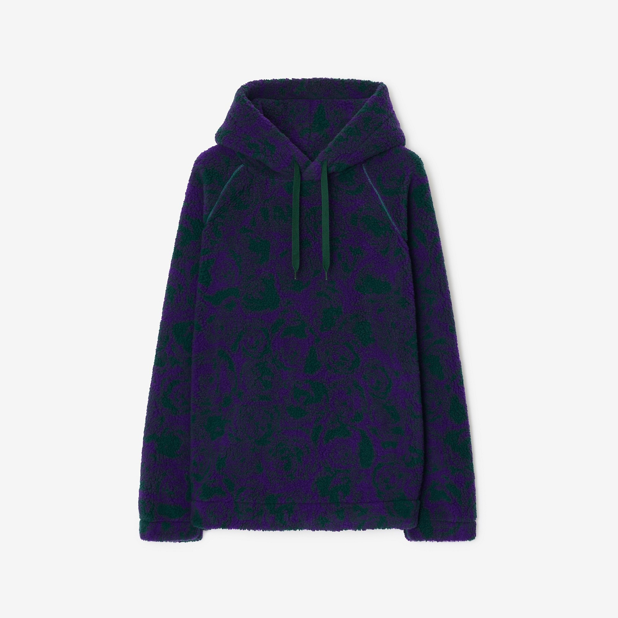 Rose Print Fleece Hoodie - 1