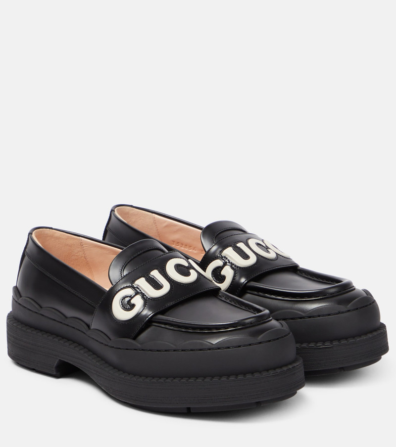 Logo leather loafers - 1