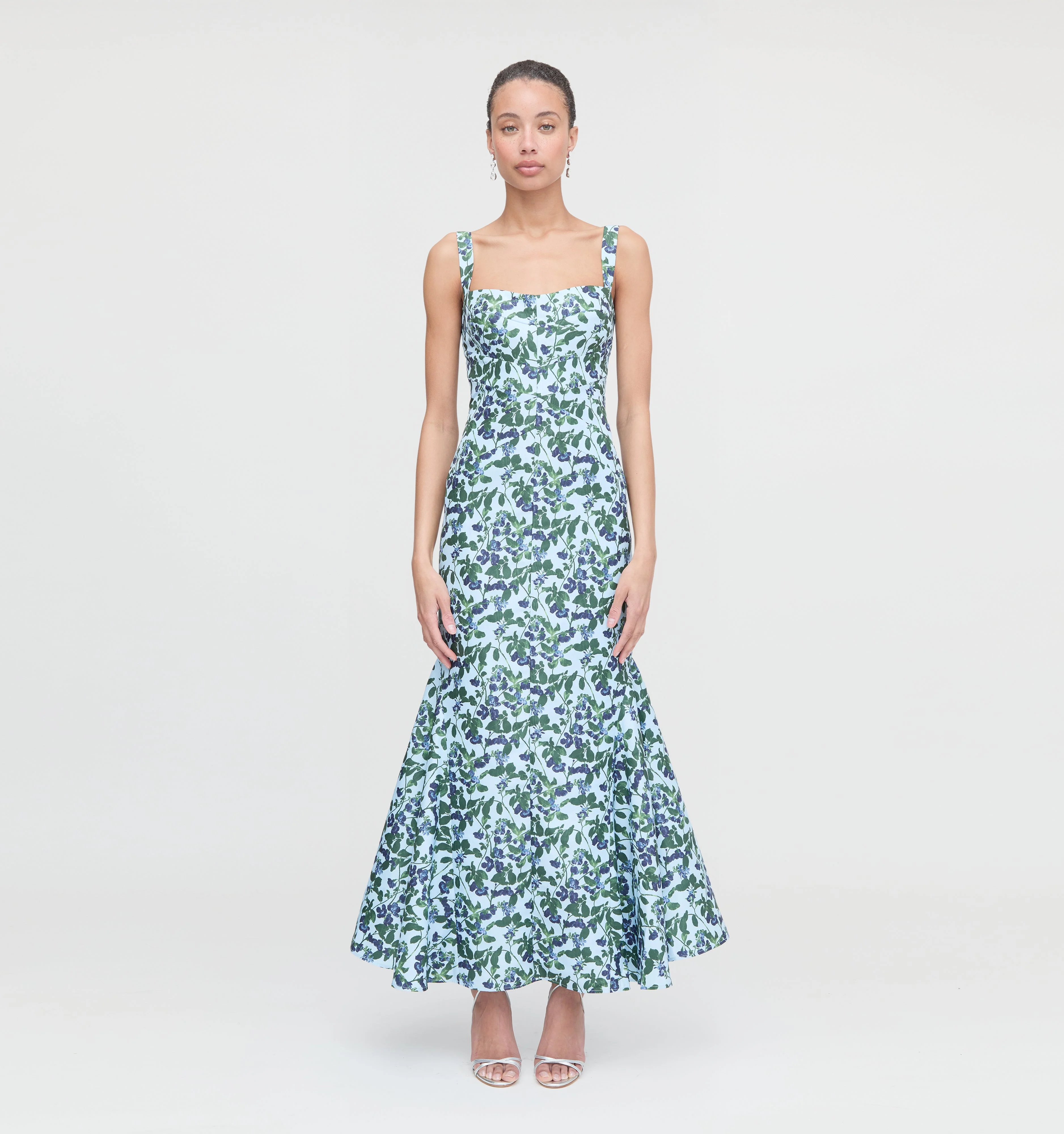 The Marietta Dress - Blue Pressed Flowers - 1