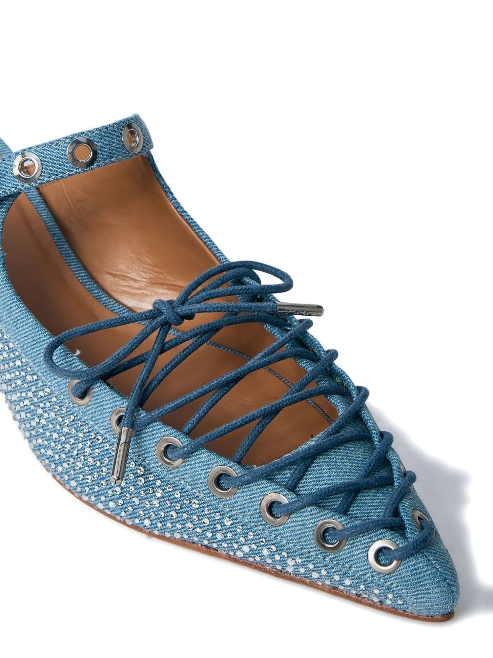 35mm denim-effect lace-up mules - 4