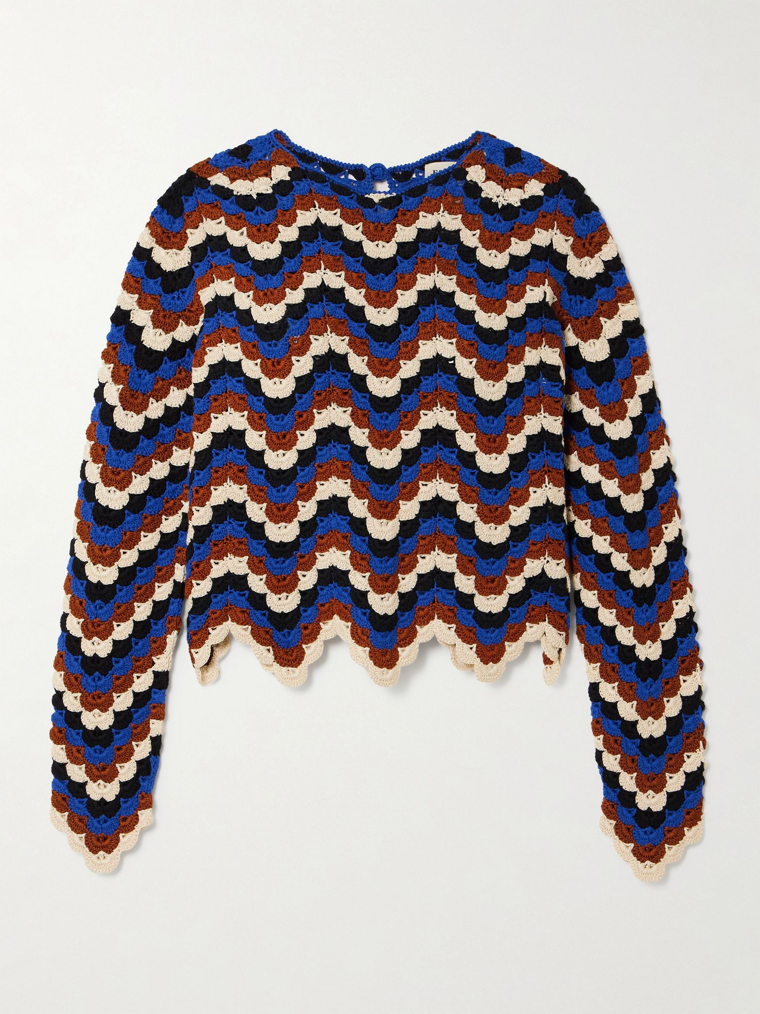 Safi cropped crocheted organic cotton top Blue - 1