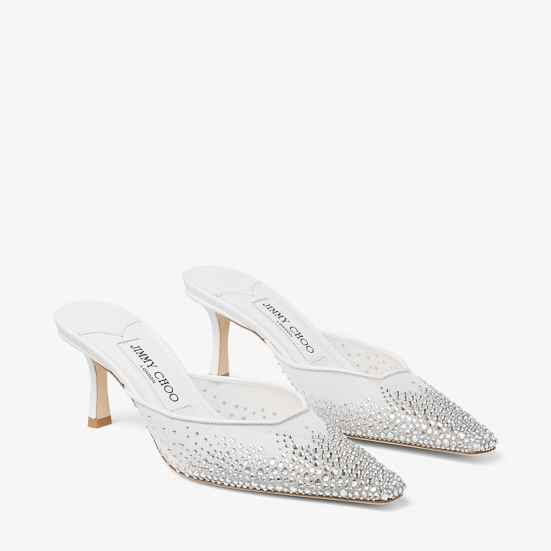 Vivi 65
White Degrade Crystal Mesh Mules with Pearl Charm - 3