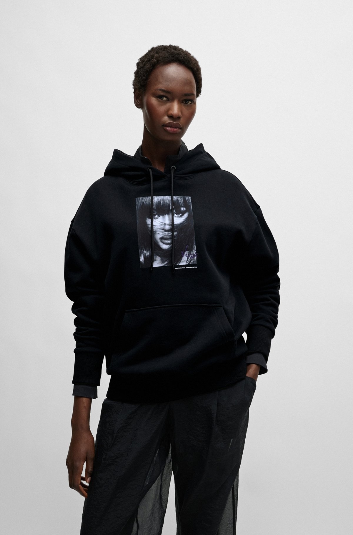 NAOMI X BOSS COTTON-TERRY SWEATSHIRT WITH RIBBED TRIMS - 2
