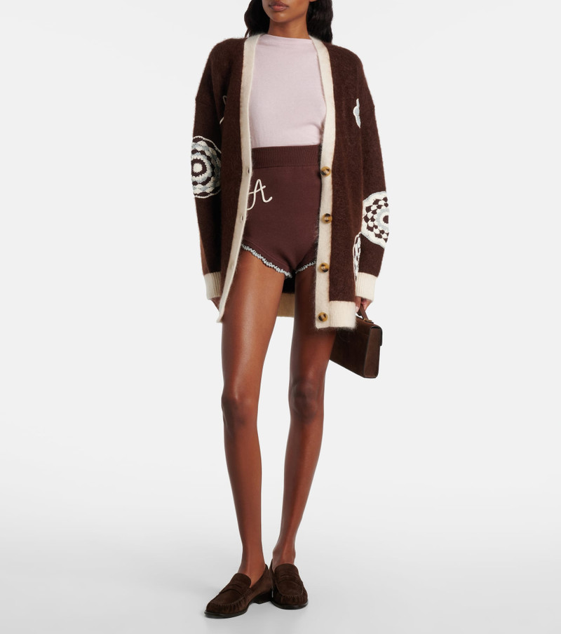 ALÉMAIS Crochet high-rise wool-blend micro shorts outlook