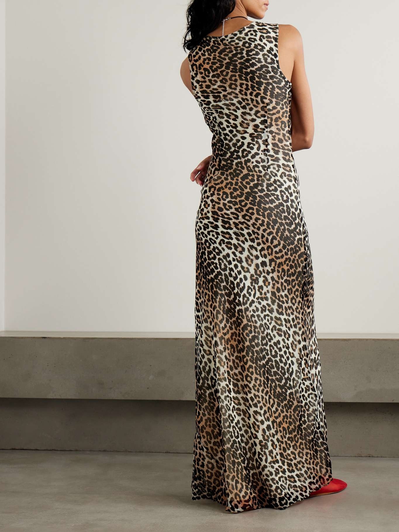 Leopard-print recycled-chiffon maxi dress - 3