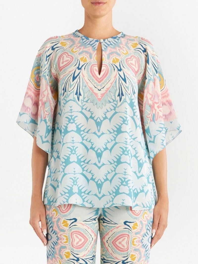 graphic-print silk blouse - 3