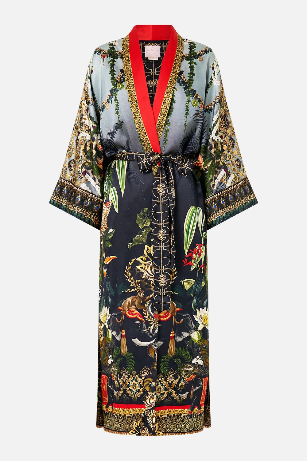 LONG ROBE WITH NARROW COLLAR - 1