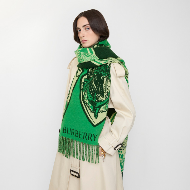 Burberry Charging Knight Wool Cashmere Scarf outlook