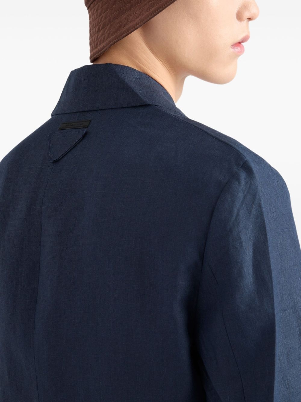 single-breasted linen blazer - 6