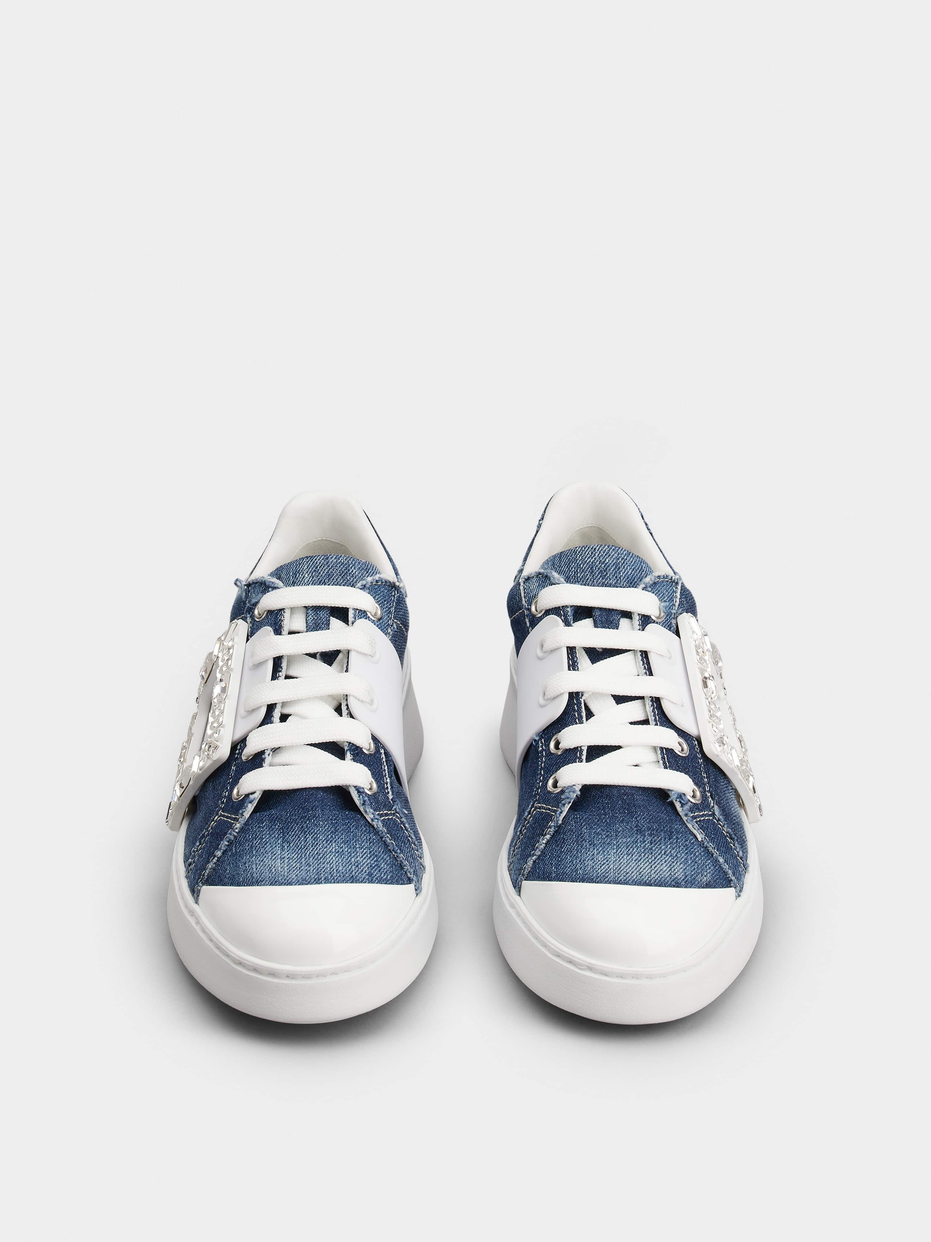 Viv' Skate Strass Buckle Sneakers in Denim - 7