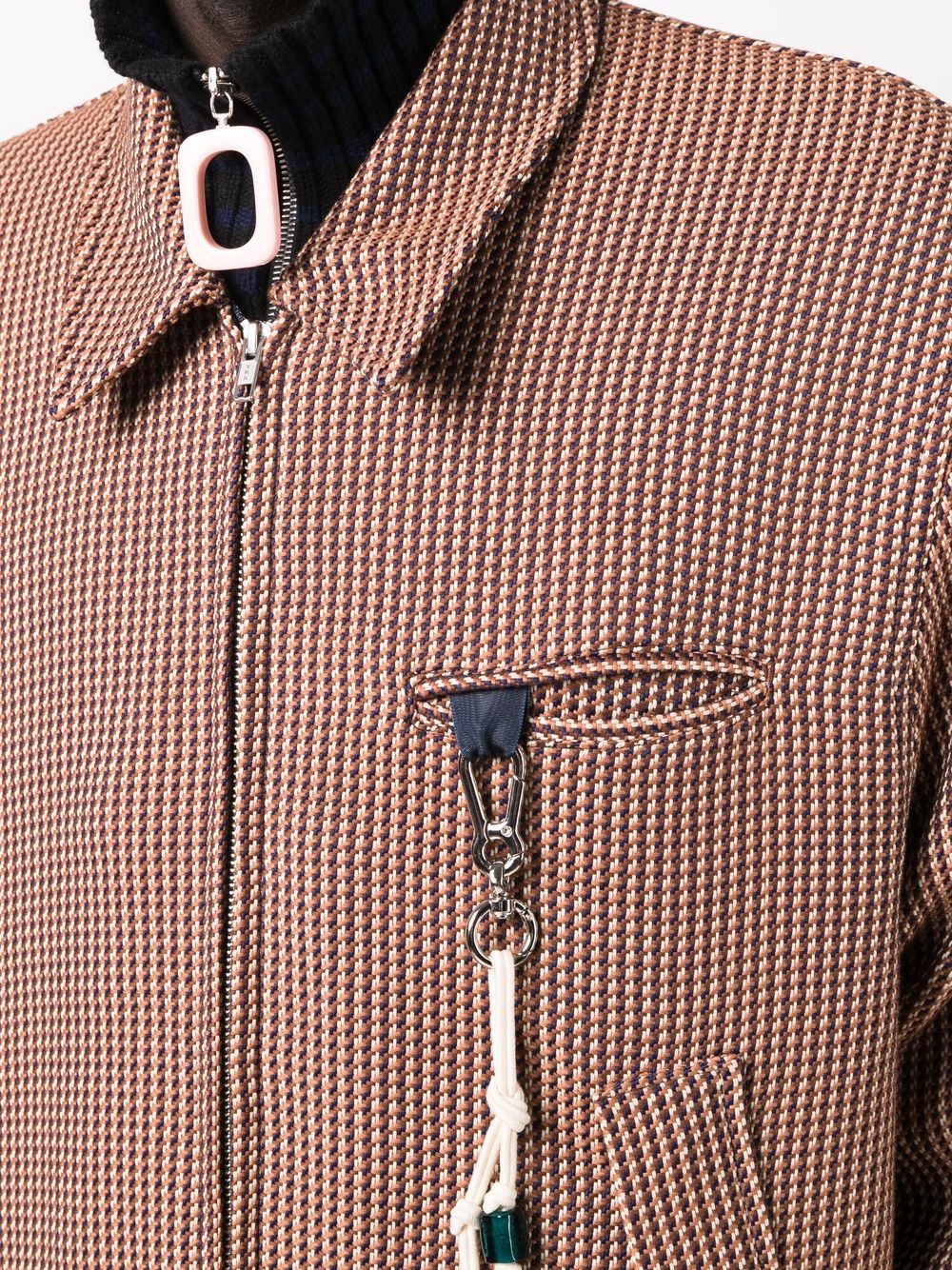 checked rope-charm jacket - 5