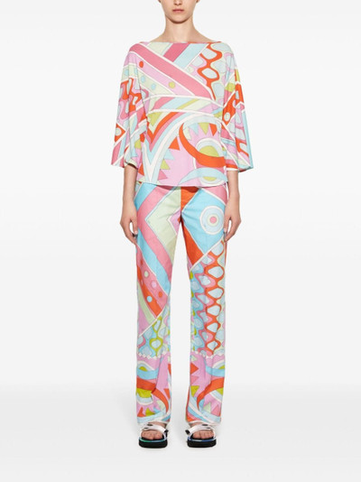 PUCCI Vivara-print boat-neck blouse outlook