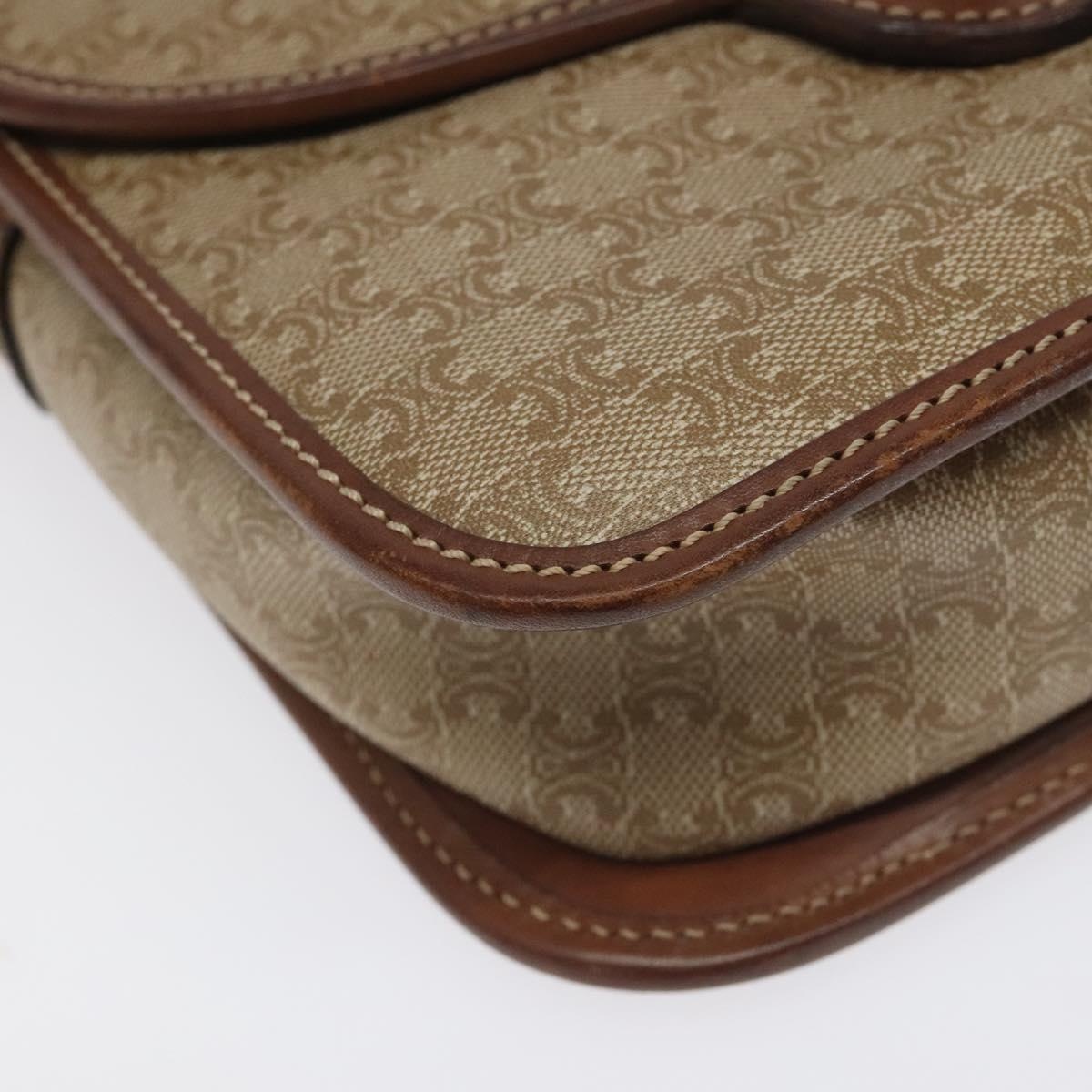 CELINE Macadam Canvas Shoulder Bag Pvc Leather Beige Brown Gold - 12