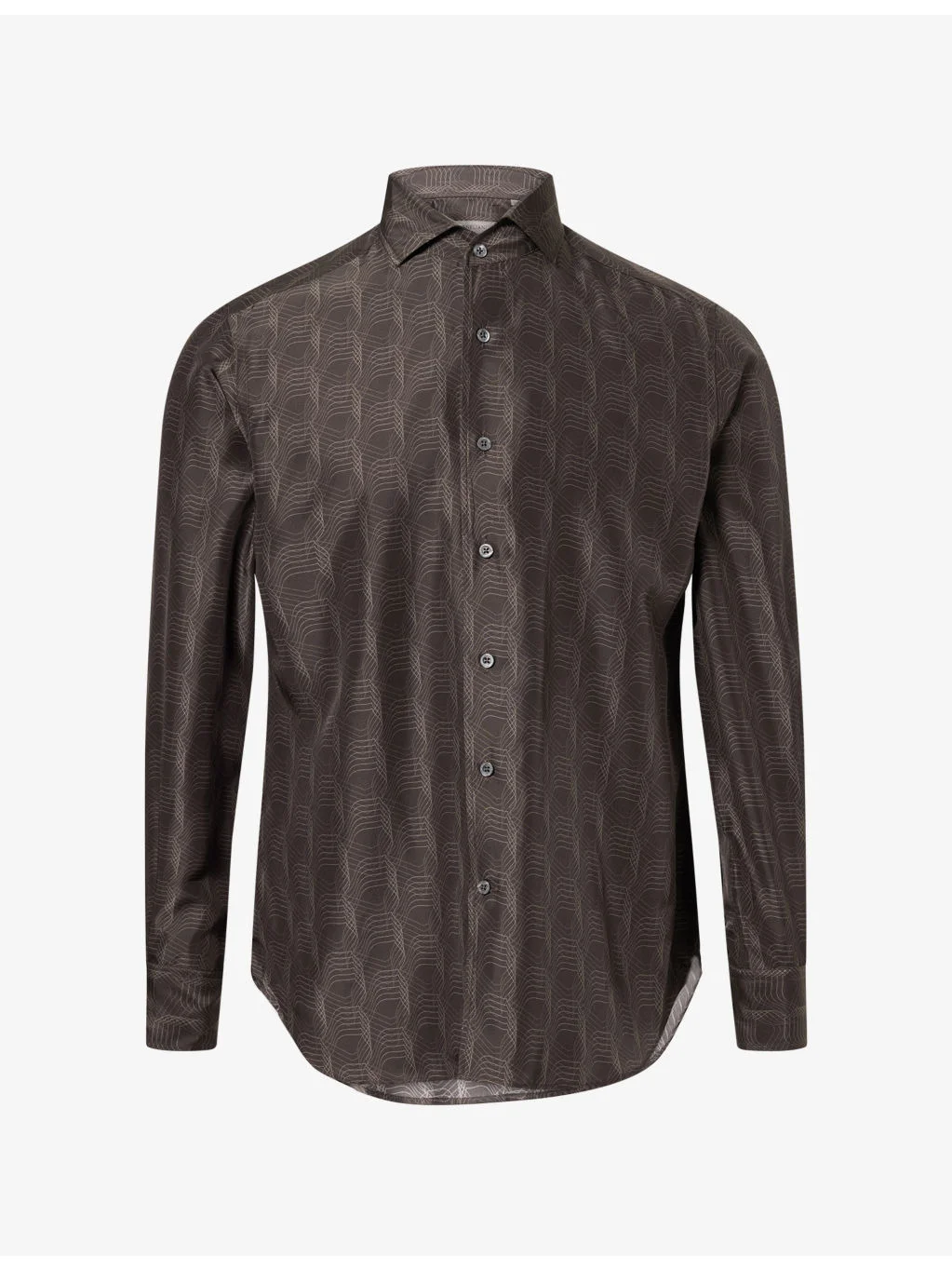 Wave Printed Long-Sleeve Silk Shirt - 1